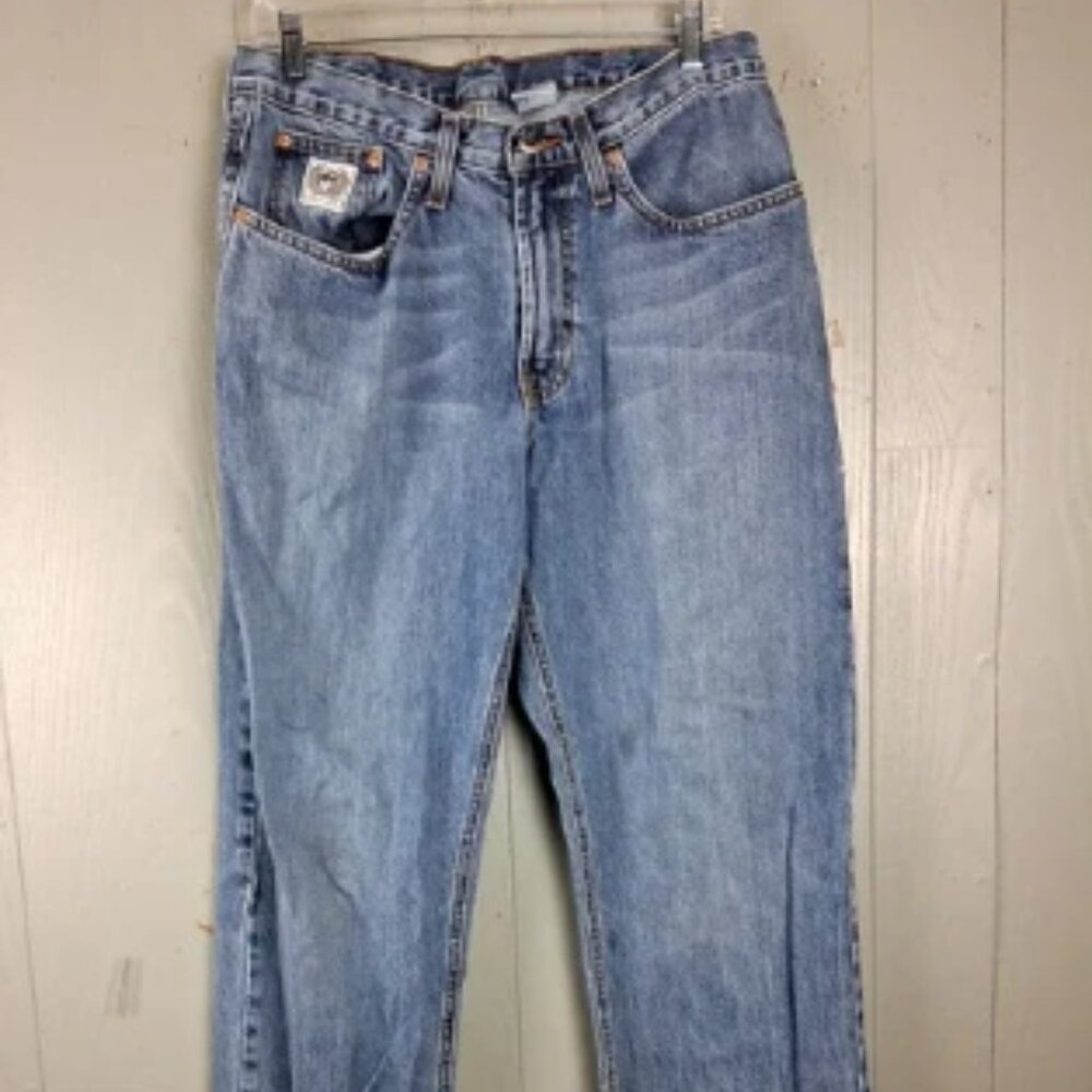 Cinch Jeans Mens 33x32 (32X31) Distress Rodeo Western Cowboy White Label Relaxed